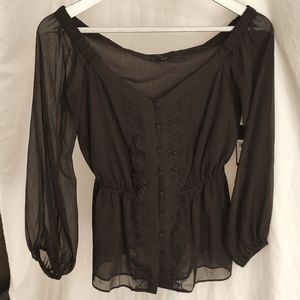💖 Guess 💖 Kersten "NWT" black off the shoulder lace trim top